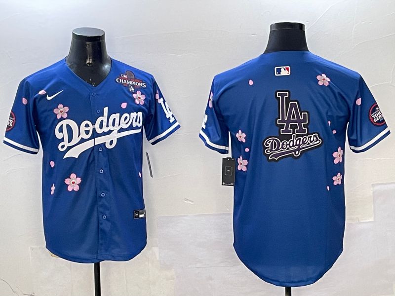Men Los Angeles Dodgers Blank Blue Sakura Edition 2025 Nike MLB Jersey style 21